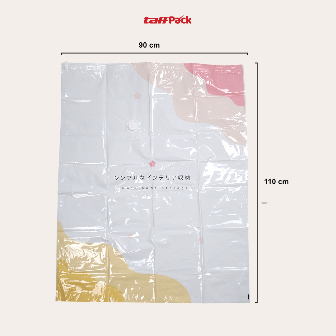 TaffPACK Kantong Plastik Vakum Pakaian Vacuum Bag Multifungsi 1 PCS 110x90cm - FL2 Gambar produk TaffPACK Kantong Plastik Vakum Pakaian Vacuum Bag Multifungsi 1 PCS 110x90cm - FL2