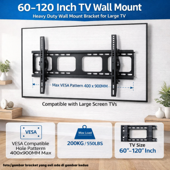 Sanus Bracket TV Dinding VESA 400x900mm Heavy Duty 200kg 60-120 Inch - YSD-900