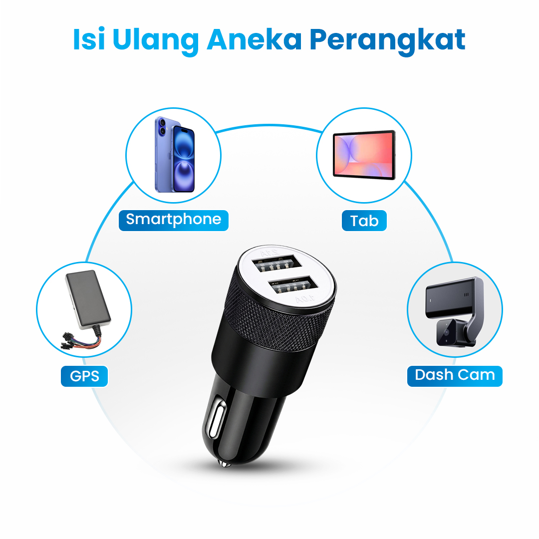 Fashion Car Charger Dual USB Port Cigarette Plug 2.1A - YSC-11 Gambar produk Fashion Car Charger Dual USB Port Cigarette Plug 2.1A - YSC-11