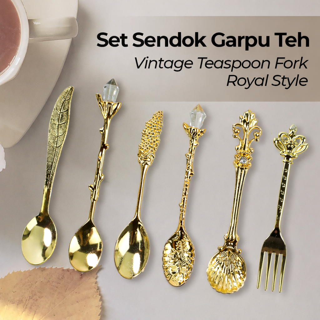 Gambar produk JYC Sendok Garpu Teh Dessert Vintage Royal Style Spoon Stainless Steel - LTA057