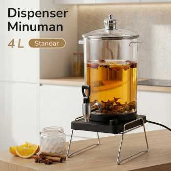 RUNBASEN Dispenser Air Teh Kaca Hot Drink Kettle Bucket 4L with Heater - ZDDST-4L