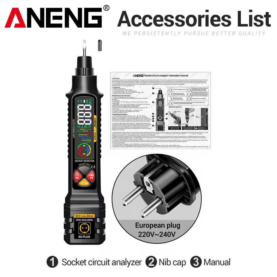 Gambar produk ANENG Tespen Tester AC/DC Voltage Leakage Polarity NCV Contactless - VD808