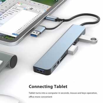 Gambar produk Shini USB Hub Type C 3.0 Adapter 8in1 USB 3.0 USB 2.0 TF SD AUX - INU40