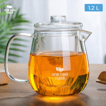 One Two Cups Teko Teh Kaca Borosilikat Saringan Tahan Panas Teapot - CV102