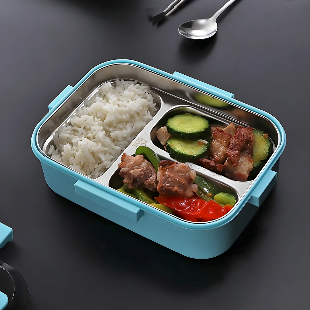 UPORS Kotak Makan Anti Tumpah Stainless Steel Lunch Box 3 Grid 1.3L - UP3 Gambar produk UPORS Kotak Makan Anti Tumpah Stainless Steel Lunch Box 3 Grid 1.3L - UP3