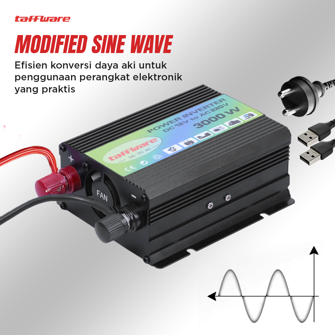 Taffware Power Inverter Mobil Modified Sine Wave DC12V to AC220V 3000W - 816A Gambar produk Taffware Power Inverter Mobil Modified Sine Wave DC12V to AC220V 3000W - 816A