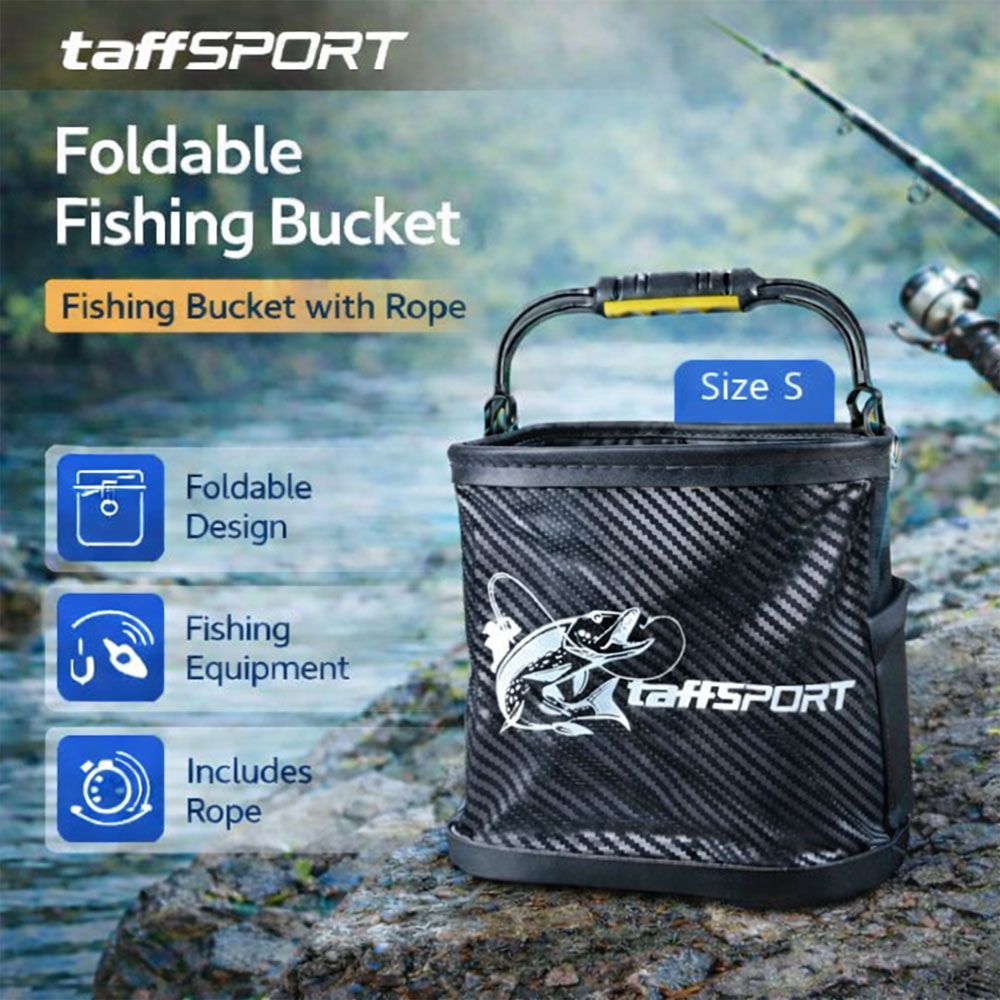 TaffSPORT Ember Lipat Perlengkapan Mancing Fishing Bucket with Rope S - TT120 Gambar produk TaffSPORT Ember Lipat Perlengkapan Mancing Fishing Bucket with Rope S - TT120