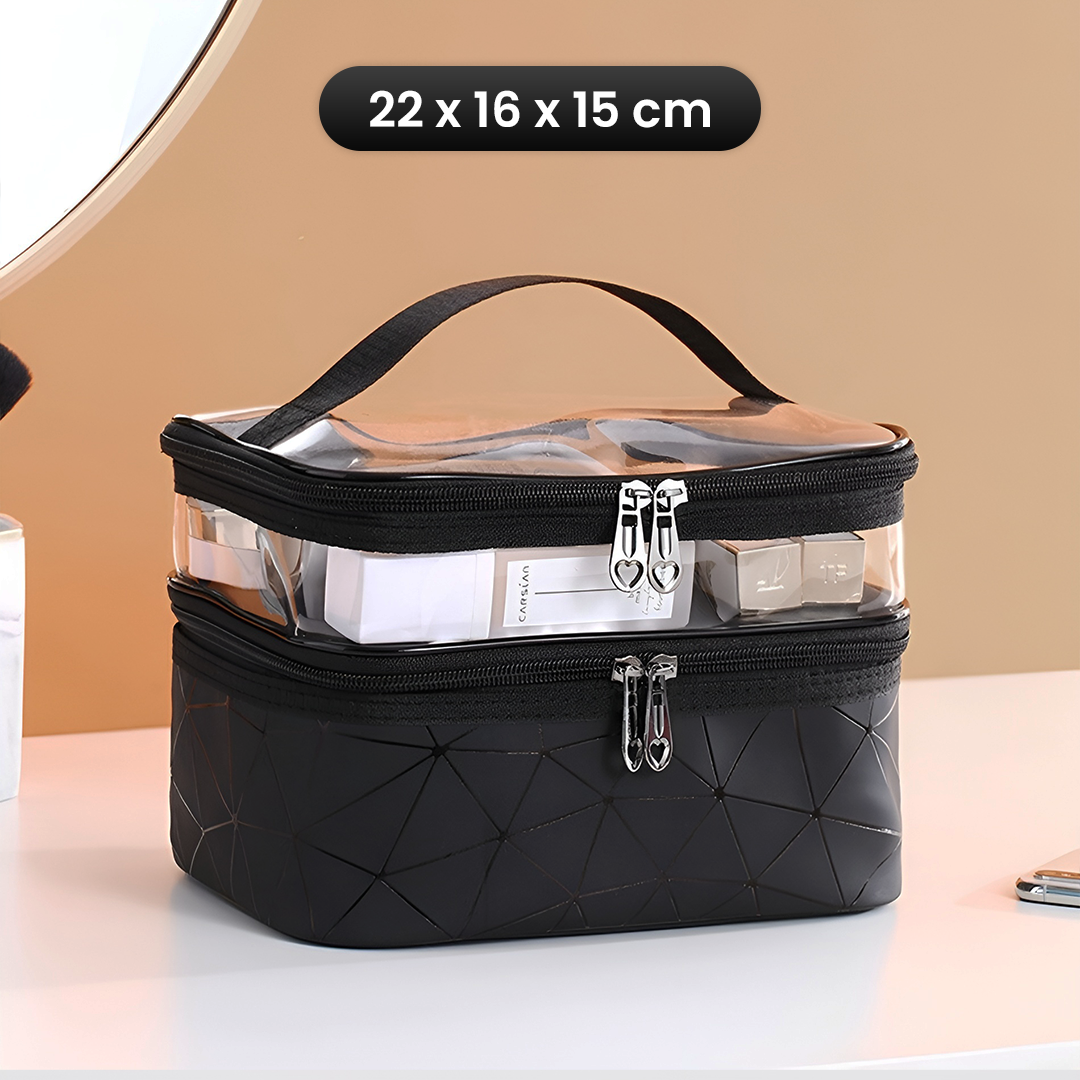 QEHIIE Tas Kosmetik Make Up Travel Wanita Vinyl - Q686 Gambar produk QEHIIE Tas Kosmetik Make Up Travel Wanita Vinyl - Q686