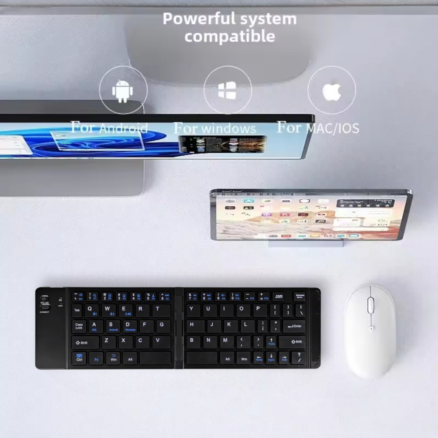 MINGVIL Keyboard Foldable Wireless Dual Mode Bluetooth 65 Keys 150mAh - 919 Gambar produk MINGVIL Keyboard Foldable Wireless Dual Mode Bluetooth 65 Keys 150mAh - 919