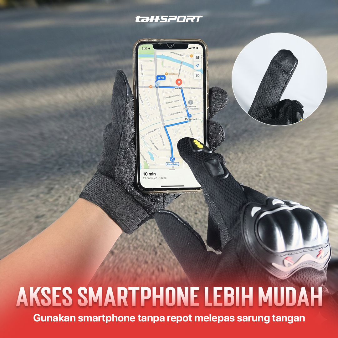 TaffSPORT Sarung Tangan Motor Touchscreen Anti Slip Protektor - MCS-02C Gambar produk TaffSPORT Sarung Tangan Motor Touchscreen Anti Slip Protektor - MCS-02C