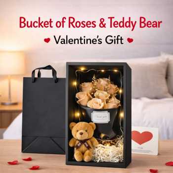 WS Buket Bunga Sabun Mawar Boneka LED String Soap Rose Valentine Gift - WS-07