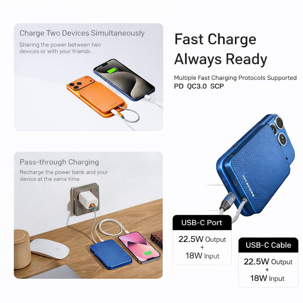 Gambar produk NITECORE Power Bank Magnetic PD QC IPX7 Fast Charging 22.5W 5000mAh - POCKET 5