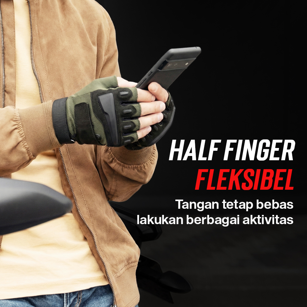 Black Eagle Sarung Tangan Motor Tactical Half Finger L - PC016 Gambar produk Black Eagle Sarung Tangan Motor Tactical Half Finger L - PC016