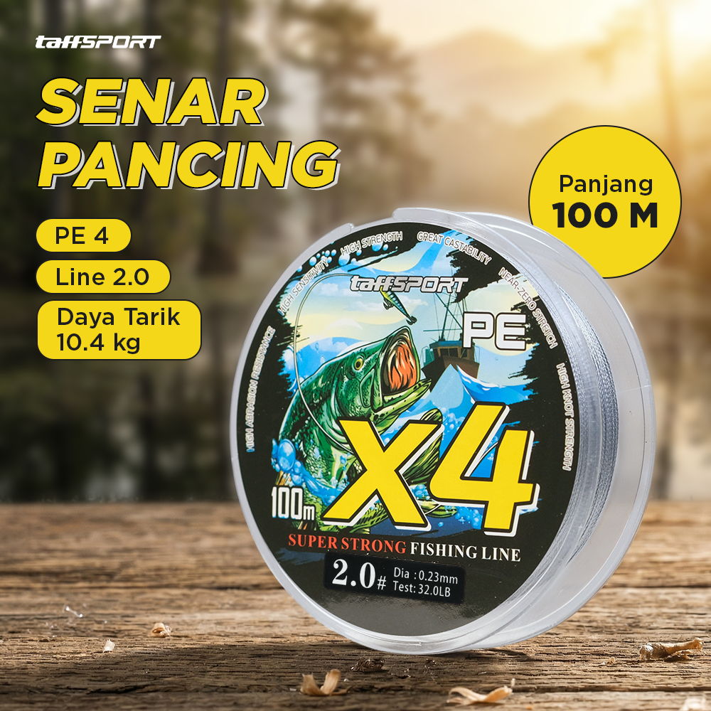 TaffSPORT Senar Pancing PE 4 Braided Strand Fishing Line 100M 2.0 - X4 Gambar produk TaffSPORT Senar Pancing PE 4 Braided Strand Fishing Line 100M 2.0 - X4