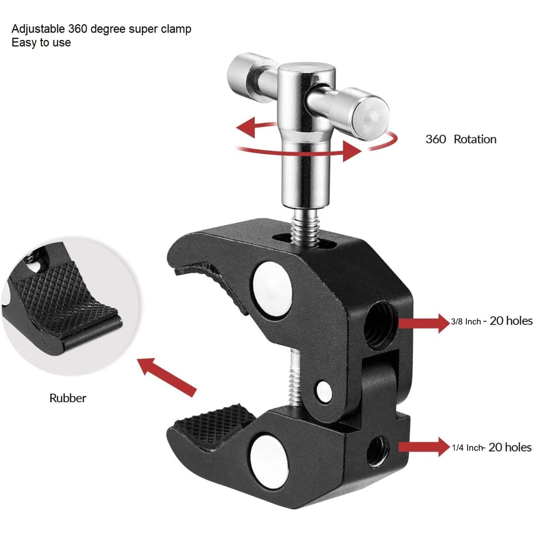Z-One Magic Super Bar Clamp Clip Aksesoris Kamera DSLR 1/4 3/8 Inch - JT10002 Gambar produk Z-One Magic Super Bar Clamp Clip Aksesoris Kamera DSLR 1/4 3/8 Inch - JT10002