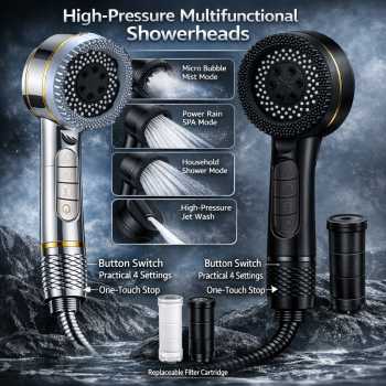 CAVIE Kepala Shower Mandi High Pressure 4 Mode Filter KDF PP - CV-4