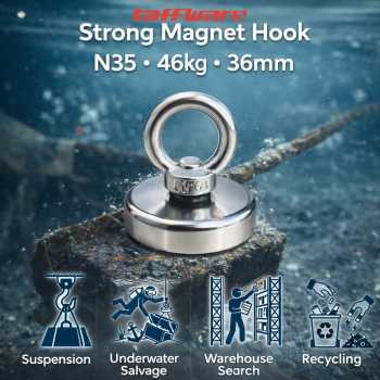 Taffware Magnet Gantungan Round Hook Strong Neodymium N35 46kg 36mm - M6