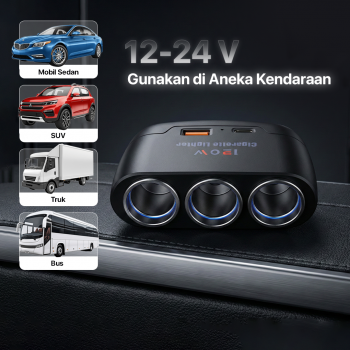 Gambar produk Kebidumei Car Charger Mobil Fast Charging Cigarette USB C 2.4A 120W - D-24