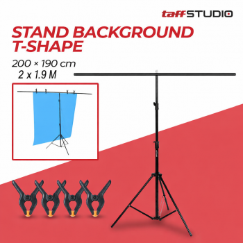 Gambar produk TaffSTUDIO Stand Background Backdrop T-Shape 4 Clamp 200x190cm - M139