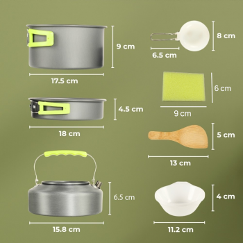 Gambar produk AstaGear Alat Masak Outdoor Camping Nesting Cooking Aluminium 7 in 1 - DS-308