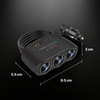 Gambar produk Kebidumei Car Charger Mobil Fast Charging Cigarette USB C 2.4A 120W - D-24