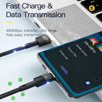 Gambar produk ESSAGER Kabel Data USB A to USB Type C Fast Charging Braided 7A 80W 2M - EXCT-XC
