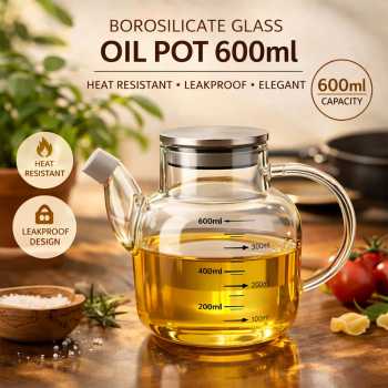 FMA Teko Wadah Minyak Kaca Borosilikat Heat Resistant Leakproof - FM-2PL