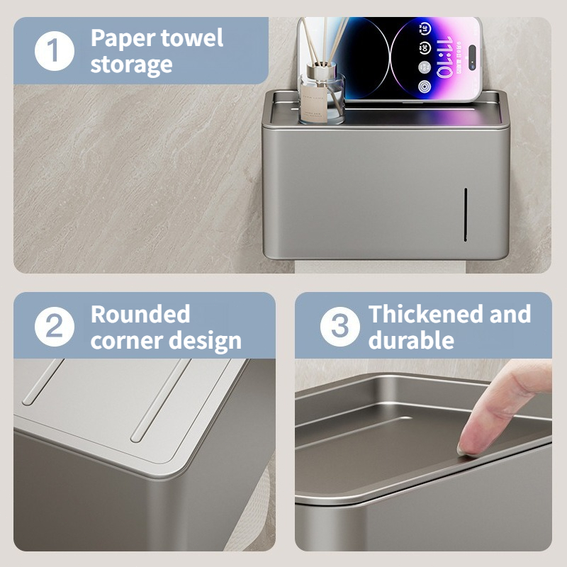 ATORSE Kotak Tisu Kamar Mandi Tissue Box Aluminium Waterproof - Y-24 Gambar produk ATORSE Kotak Tisu Kamar Mandi Tissue Box Aluminium Waterproof - Y-24