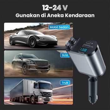 Gambar produk KEBETEME Car Charger Mobil Kabel USB Type C Lightning Port 24V 120W - KT2