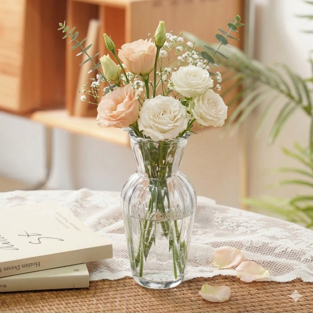 TaffHOME Vas Bunga Kaca Bening Nordic Bottle Vases Flower Pot - MBF-15 Gambar produk TaffHOME Vas Bunga Kaca Bening Nordic Bottle Vases Flower Pot - MBF-15