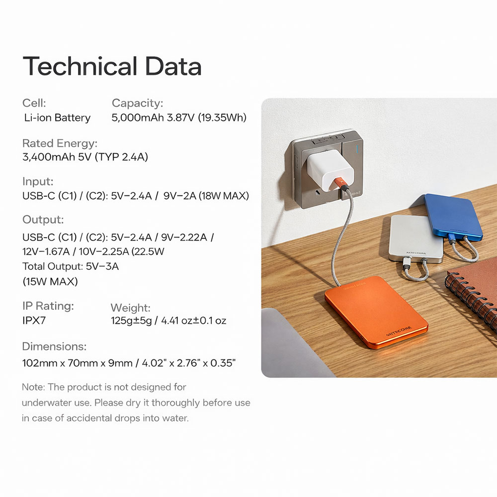 Gambar produk NITECORE Power Bank Magnetic PD QC IPX7 Fast Charging 22.5W 5000mAh - POCKET 5