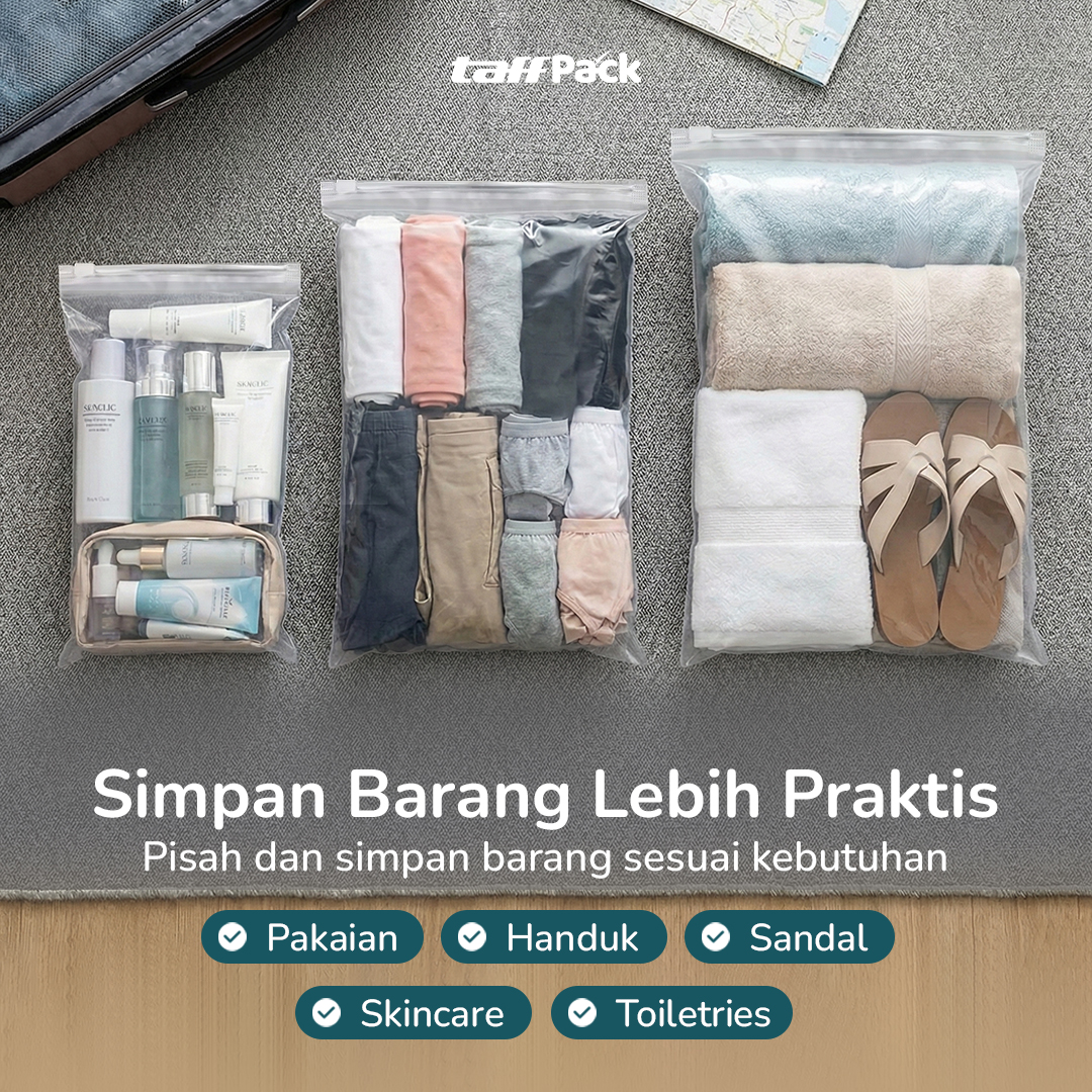 TaffPACK Kantong Plastik Travel Ziplock Pouch 1 PCS 30x20cm - LIN3S Gambar produk TaffPACK Kantong Plastik Travel Ziplock Pouch 1 PCS 30x20cm - LIN3S