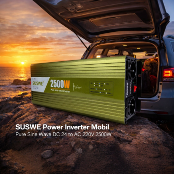 SUSWE Power Inverter Mobil Pure Sine Wave DC 24 to AC 220V 2500W - NBQ1100