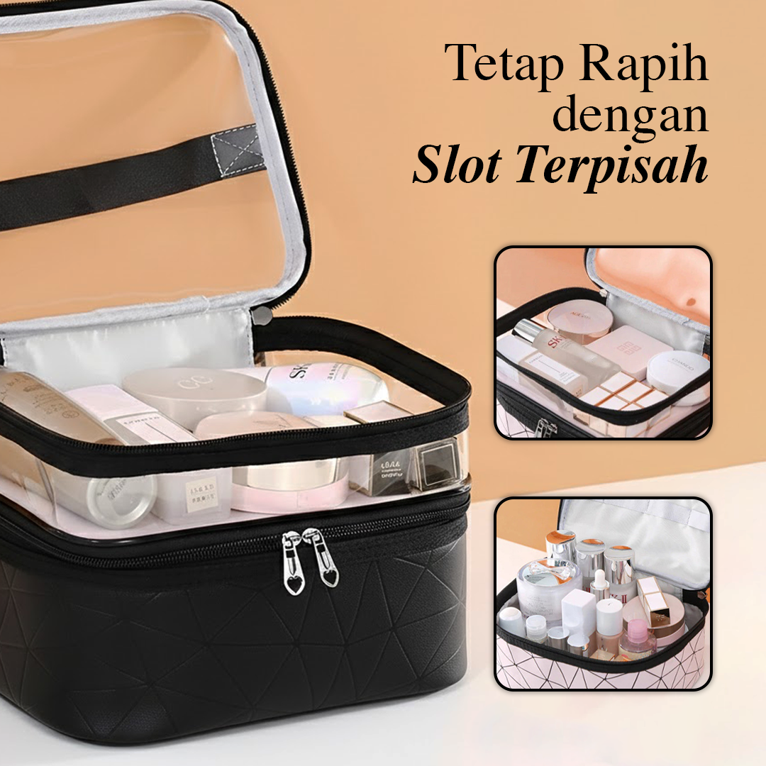 QEHIIE Tas Kosmetik Make Up Travel Wanita Vinyl - Q686 Gambar produk QEHIIE Tas Kosmetik Make Up Travel Wanita Vinyl - Q686