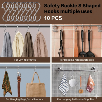 Januel Hanger Gantungan S Stainless Steel Hook with Buckle 10 PCS - Jn18