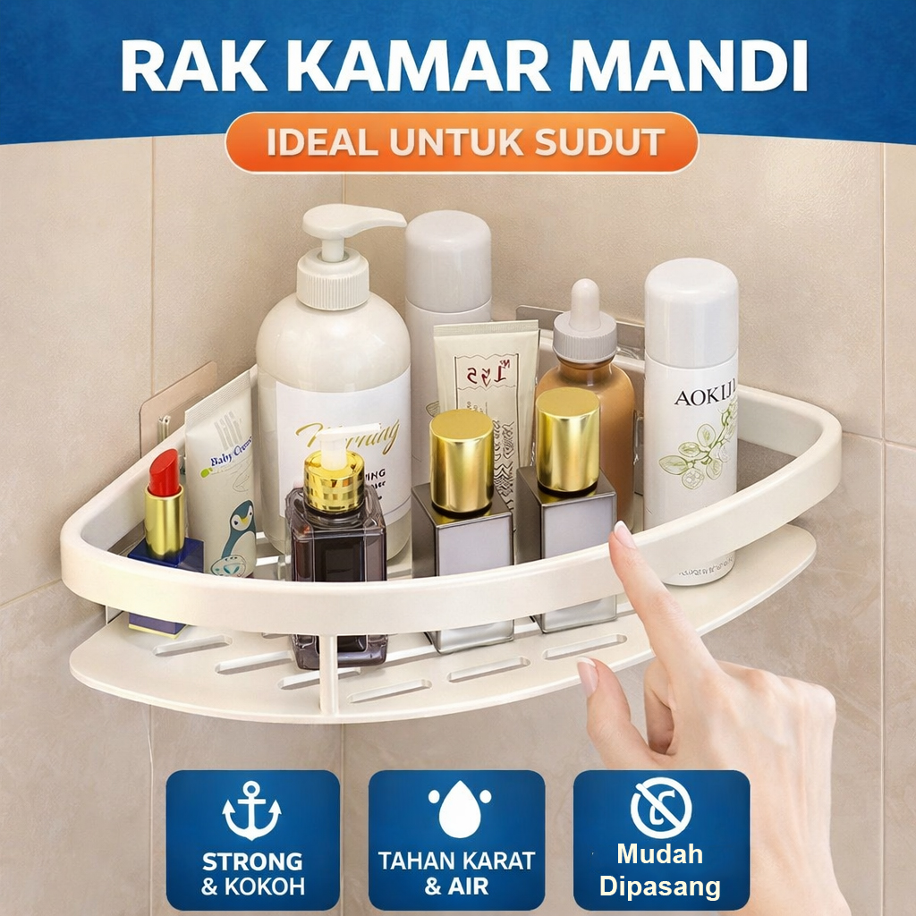 JIATO Rak Kamar Mandi Triangular Bathroom Corner Aluminium - RG5A Gambar produk JIATO Rak Kamar Mandi Triangular Bathroom Corner Aluminium - RG5A