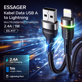 ESSAGER Kabel Data USB A to Lightning Multifungsi Fast Charging 2.4A - ES-X17