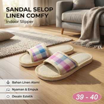 Gambar produk Suihyung Sandal Selop Linen Comfy Indoor Slipper 39-40 - YT3622