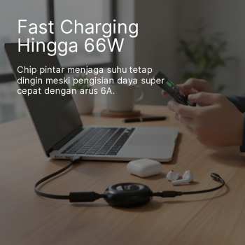 Gambar produk ESSAGER Kabel Data 3in1 Fast Charging Type C Micro Lighting 6A 66W 1M - EXC3T6-YY01-P