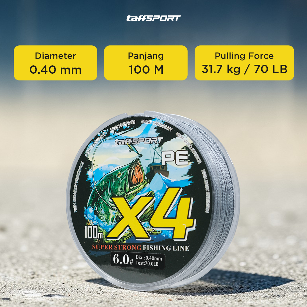 TaffSPORT Senar Pancing PE 4 Braided Strand Fishing Line 100M 7.0 - X4 Gambar produk TaffSPORT Senar Pancing PE 4 Braided Strand Fishing Line 100M 7.0 - X4