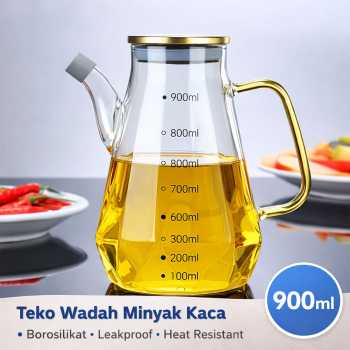 FMA Teko Wadah Minyak Kaca Borosilikat Leakproof Heat Resistant - FM-3PL