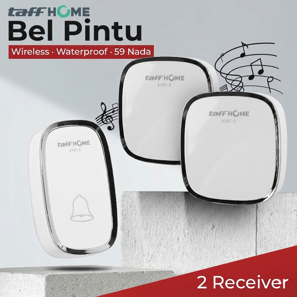 TaffHOME Bel Pintu Rumah Wireless Doorbells Waterproof 59 Nada 2 PCS Receiver - A101/A101-2 Gambar produk TaffHOME Bel Pintu Rumah Wireless Doorbells Waterproof 59 Nada 2 PCS Receiver - A101/A101-2