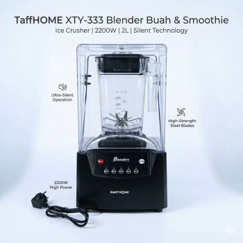 TaffHOME Blender Buah Smoothie Ice Crusher Silent Steel Blade 2200W 2L - XTY-333