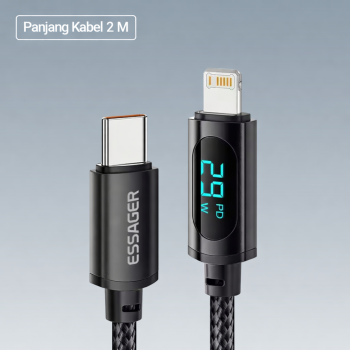 Gambar produk ESSAGER Kabel Charger USB Type C to Lightning Fast Charging LED 29 W 2M - ES-X28