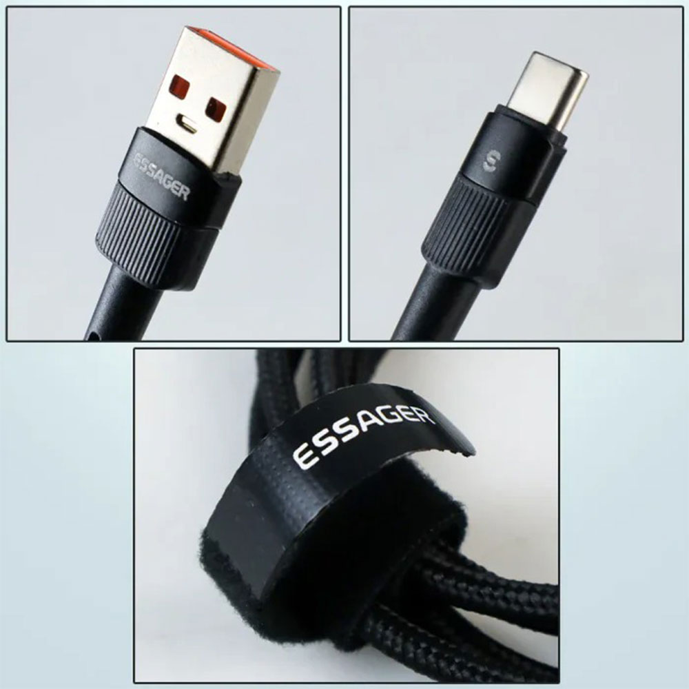 Gambar produk ESSAGER Kabel Data USB A to USB Type C Fast Charging Braided 7A 80W 2M - EXCT-XC