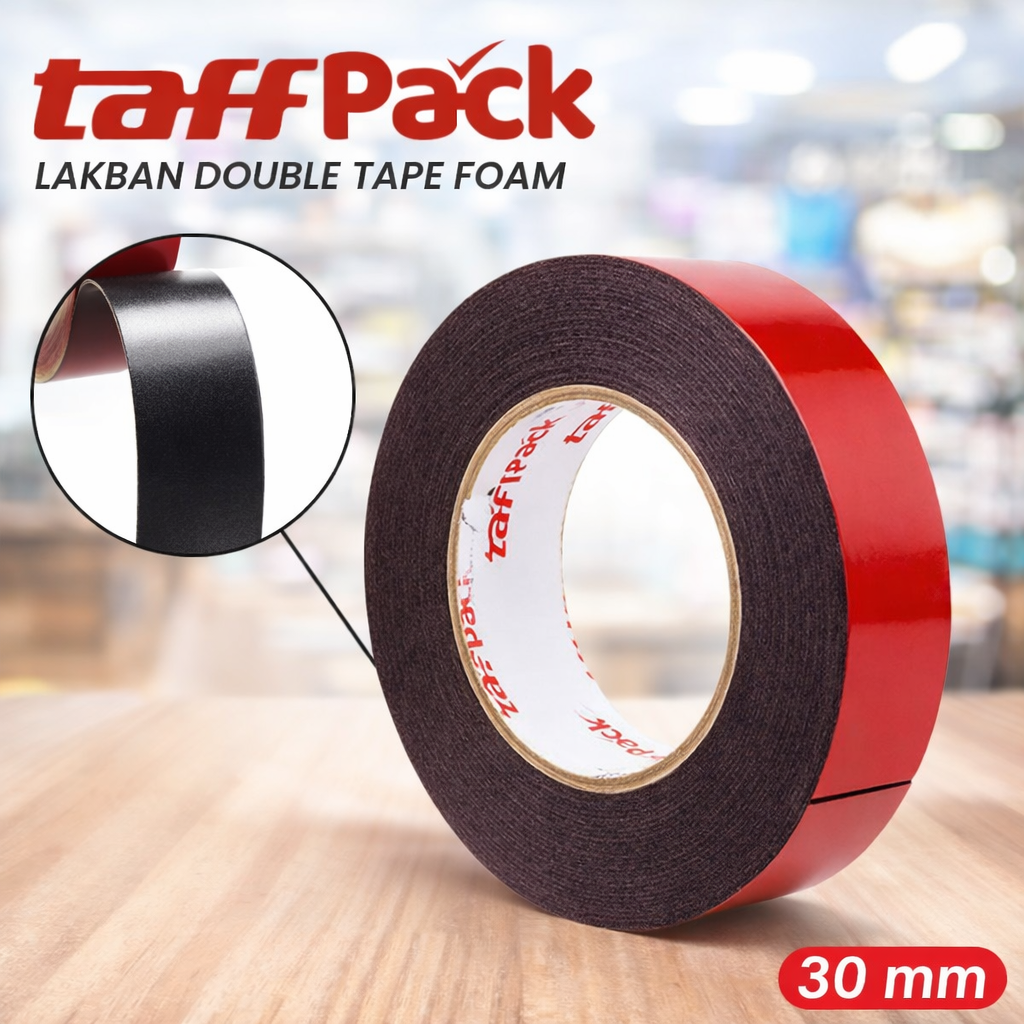 TaffPACK Lakban Double Tape Foam 10M 30mm Gambar produk TaffPACK Lakban Double Tape Foam 10M 30mm