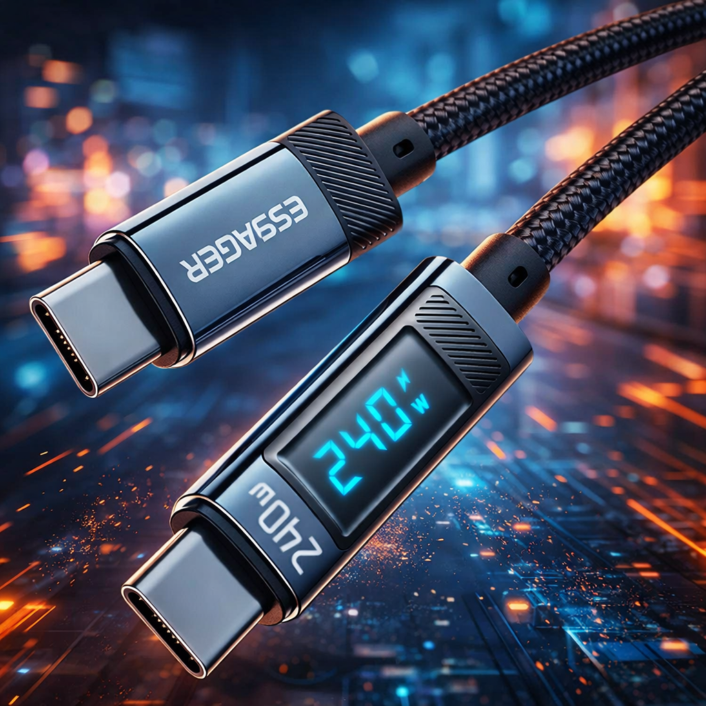 Gambar produk ESSAGER Kabel Charger USB Type C to Type C Fast Charging PD3.1 5A 240W 1M - EXCTT3-HC0G-P