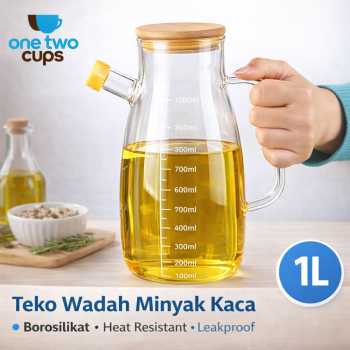 One Two Cups Teko Wadah Minyak Kaca Borosilikat Heat Resist Leakproof - FM-1PL