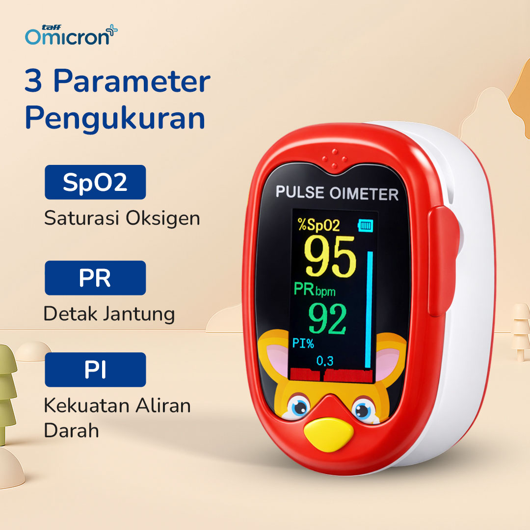TaffOmicron Fingertip Pulse Oximeter Alat Ukur Saturasi Oksigen Darah - A6 Gambar produk TaffOmicron Fingertip Pulse Oximeter Alat Ukur Saturasi Oksigen Darah - A6