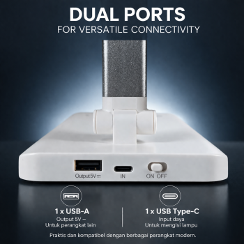 Gambar produk NEWSTYLE Lampu Meja Belajar LED Desk Lamp USB Rechargeable 8W 3 Color - PH376